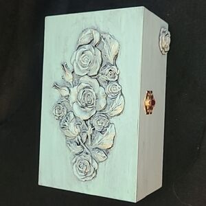 Handcrafted & Decorated Rose Covered WOODEN BOX.